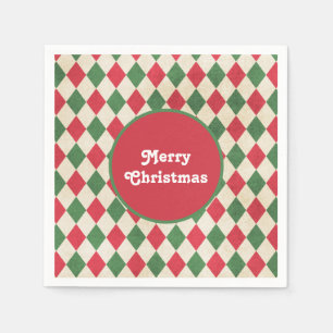 Retro Red Green Harlequin Serviette