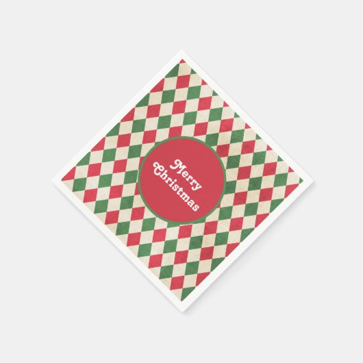 Retro Red Green Harlequin Serviette (Ecke)