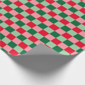 Retro Red Green Pink Tartan Karierte Weihnachten Geschenkpapier (Ecke)