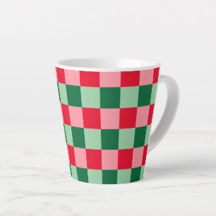Retro Red Green Pink Tartan Karierte Weihnachten Milchtasse