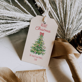 Retro Red Green Quirky farbenfroher Weihnachtsbaum Geschenkanhänger