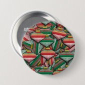 Retro Red Green Strip Design Ornament Muster Button (Vorne & Hinten)