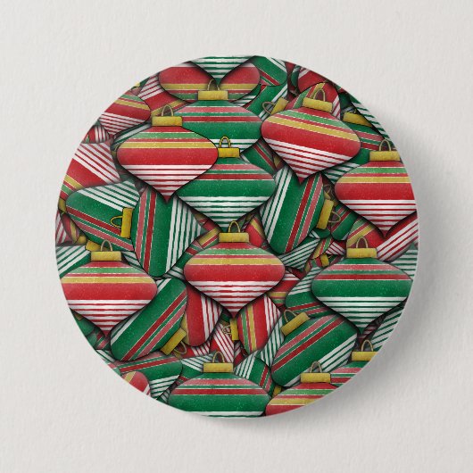 Retro Red Green Strip Design Ornament Muster Button (Vorderseite)
