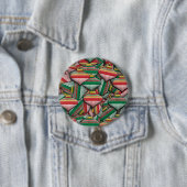 Retro Red Green Strip Design Ornament Muster Button (Beispiel)