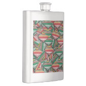 Retro Red Green Strip Design Ornament Muster Flachmann (Rechts)