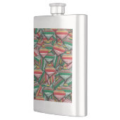 Retro Red Green Strip Design Ornament Muster Flachmann (Links)