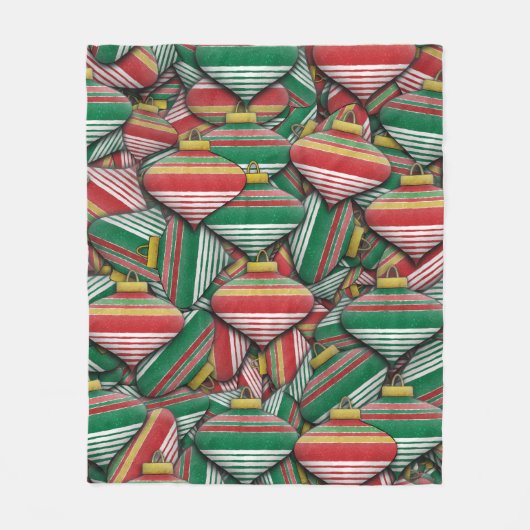 Retro Red Green Strip Design Ornament Muster Fleecedecke (Vorderseite)