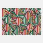 Retro Red Green Strip Design Ornament Muster Geschenkpapier Set (Vorderseite 3)