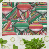 Retro Red Green Strip Design Ornament Muster Geschirrtuch (Gefaltet)