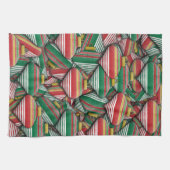 Retro Red Green Strip Design Ornament Muster Geschirrtuch (Horizontal)