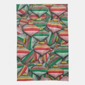 Retro Red Green Strip Design Ornament Muster Geschirrtuch (Vertikal)