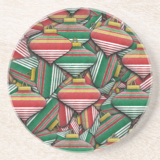 Retro Red Green Strip Design Ornament Muster Getränkeuntersetzer (Vorne)
