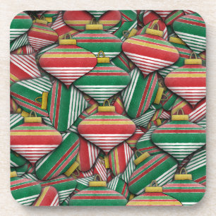 Retro Red Green Strip Design Ornament Muster Getränkeuntersetzer