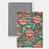 Retro Red Green Strip Design Ornament Muster Magnet (Vorderseite/Rückseite)