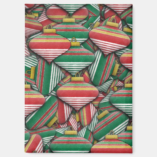 Retro Red Green Strip Design Ornament Muster Magnet (Vorderseite)