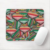Retro Red Green Strip Design Ornament Muster Mousepad (Mit Mouse)