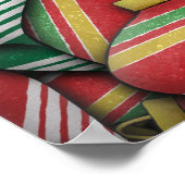 Retro Red Green Strip Design Ornament Muster Poster (Ecke)