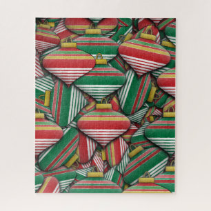 Retro Red Green Strip Design Ornament Muster Puzzle