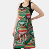 Retro Red Green Strip Design Ornament Muster Schürze (InSitu)