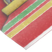 Retro Red Green Strip Design Ornament Muster Tischdecke (Schrägansicht)