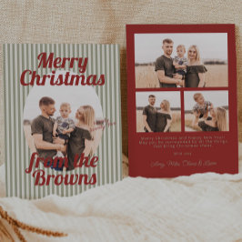 Retro Red Green Stripes Boho Oval Foto Weihnachten