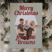 Retro Red Green Stripes Boho Oval Foto Weihnachten