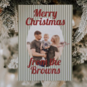 Retro Red Green Stripes Boho Oval Foto Weihnachten