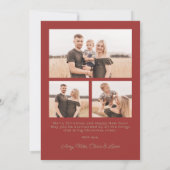 Retro Red Green Stripes Boho Oval Foto Weihnachten (Rückseite)