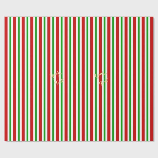 Retro Red Green Strips Gold Text Geschenkpapier (Flach)