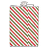 Retro Red Green White Christmas Stripe Pattern Flachmann (Rückseite)