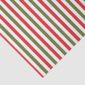 Retro Red Green White Christmas Stripe Pattern Seidenpapier (Detail)