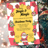 Retro Red Groovy Jingle & Mingle Weihnachts-Party Einladung