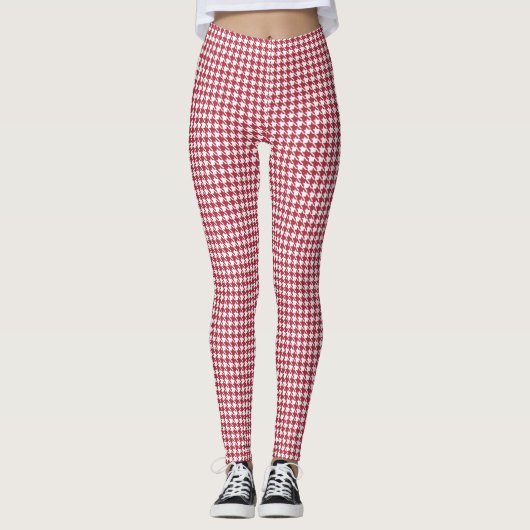 Retro Red Hahnentrittmuster Leggings (Vorderseite)