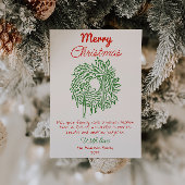 Retro Red Hand Drawn Bow Wreath Foto Weihnachten