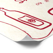 Retro Red Hand Drawn Doodle Italienischer Empfang Poster (Ecke)