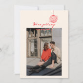 Retro Red Hand Drawn geschrieben Niedliche Foto Ho Einladung (Rückseite)