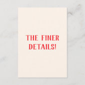 Retro Red Hand Drawn Quirky Fun Wedding Details Begleitkarte (Rückseite)