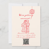 Retro Red Hand Drawn Quirky Niedlich QR Code Weddi Einladung (Rückseite)