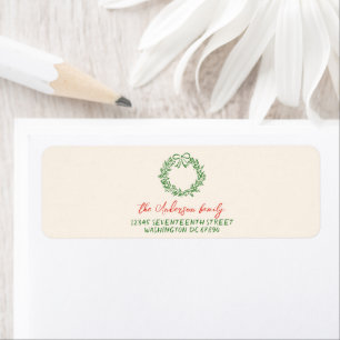 Retro Red Hand Drawn Ribbon Wreath Frohe Weihnacht