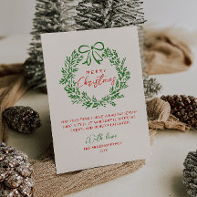 Retro Red Hand Drawn Ribbon Wreath Frohe Weihnacht