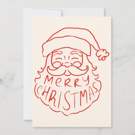 Retro Red Hand Drawn Santa Claus Frohe Weihnachten (Vorderseite)