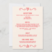 Retro Red Hand Drawn Scribble alle in einer Hochze Einladung (Rückseite)