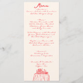 Retro Red Hand Gezeichnet Quirky Fun Wedding Menükarte (Vorderseite)