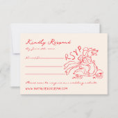 Retro Red Hand Gezeichnet Quirky Niedliche Hochzei RSVP Karte (Vorderseite)