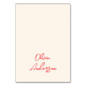 Retro Red Hand Written Whimsy Wedding Place Cards Tischnummer (Vorderseite)