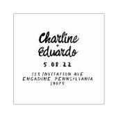 Retro Red Handwriting Wedding Gummistempel (Prägung)