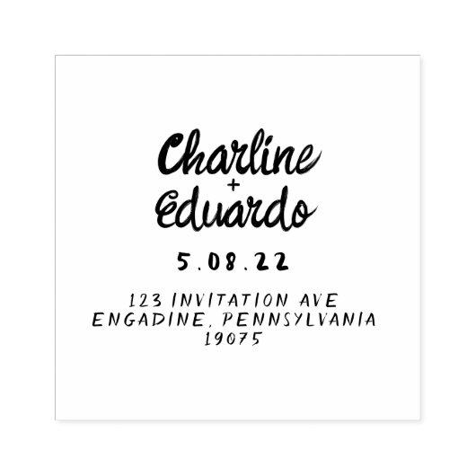 Retro Red Handwriting Wedding Gummistempel (Prägung)