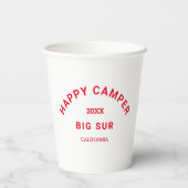 Retro Red Happy Camper Wappen Custom Camping Pappbecher (Rückseite)