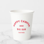 Retro Red Happy Camper Wappen Custom Camping Pappbecher (Vorderseite)