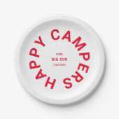 Retro Red Happy Campers Camping Trip Custom Pappteller (Vorderseite)